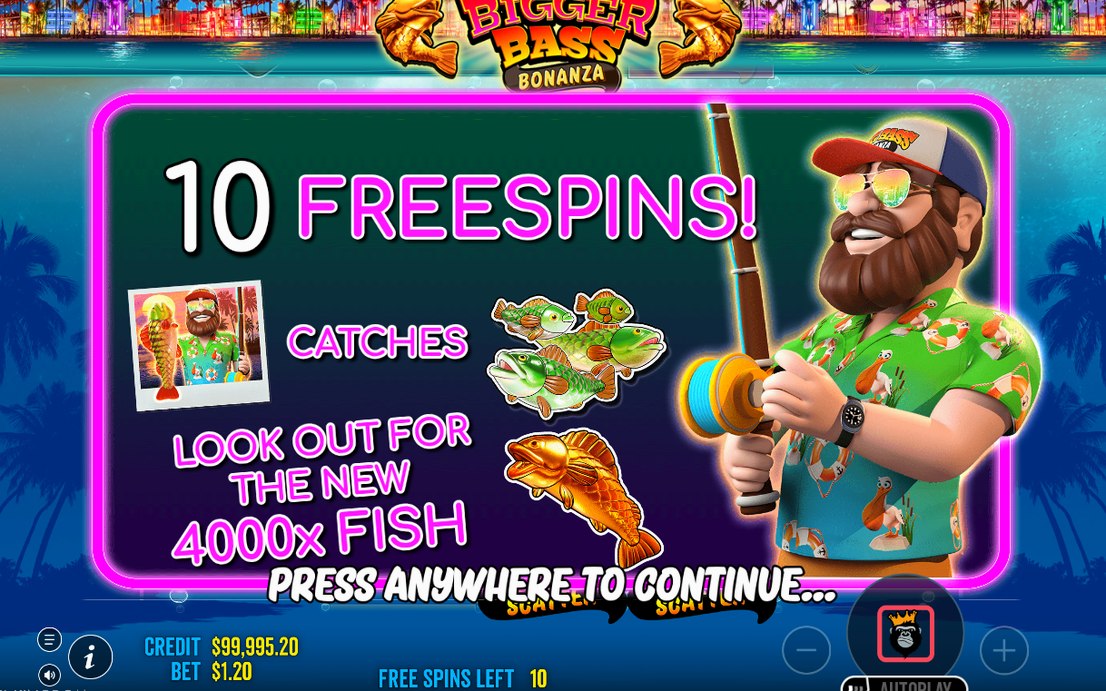 Fiskemotivet i bonusläget under free spins